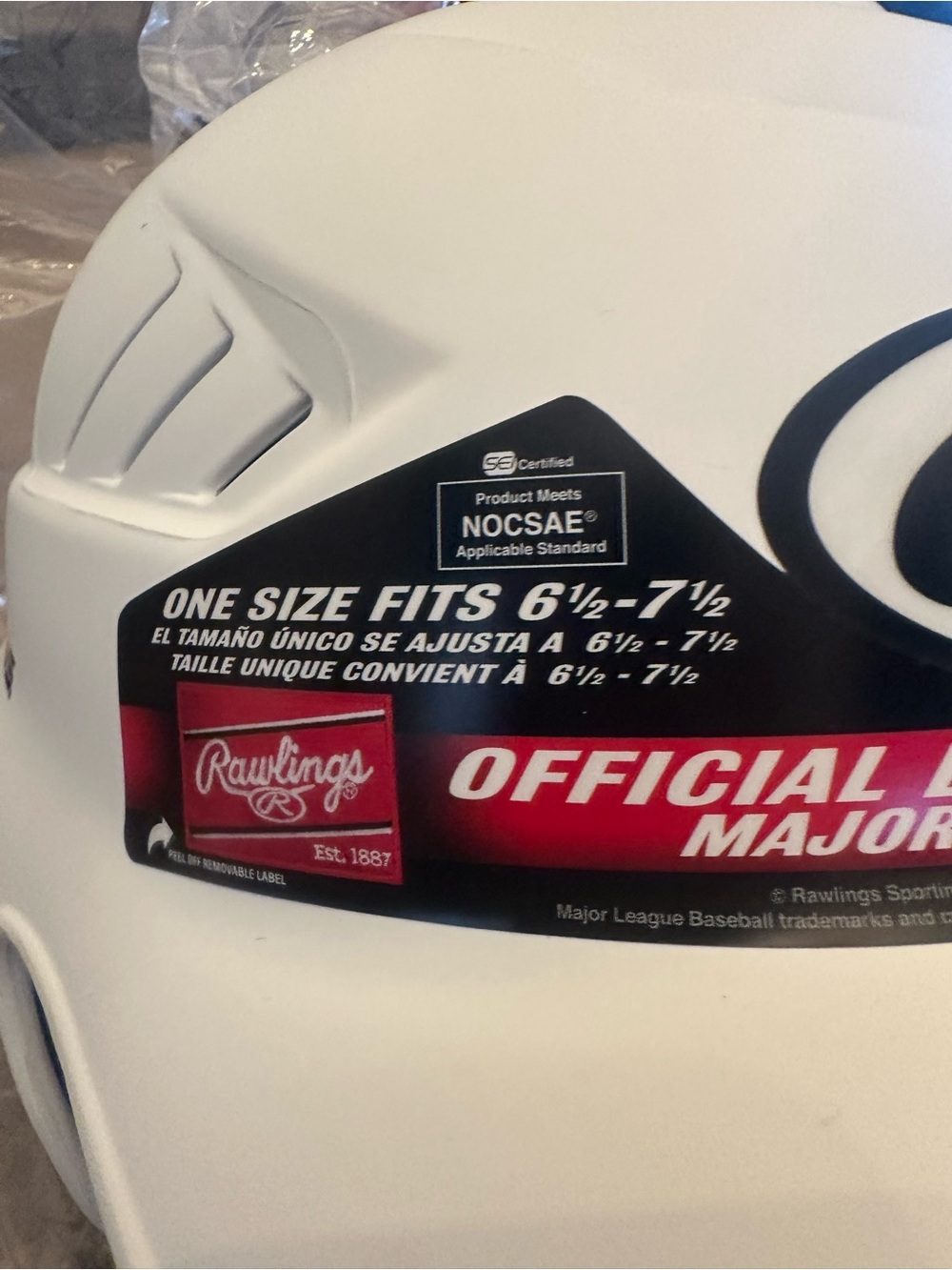 Rawlings White Official Batting Helmet with Black Logo and Red Accent - Picture 2 of 5